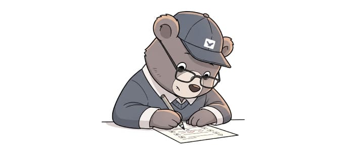 中学受験の国語のテストを解いているクマのイラスト