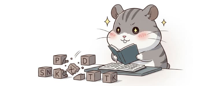 速読をブロック崩しのゲームのように楽しんでいるハムスターのイラスト