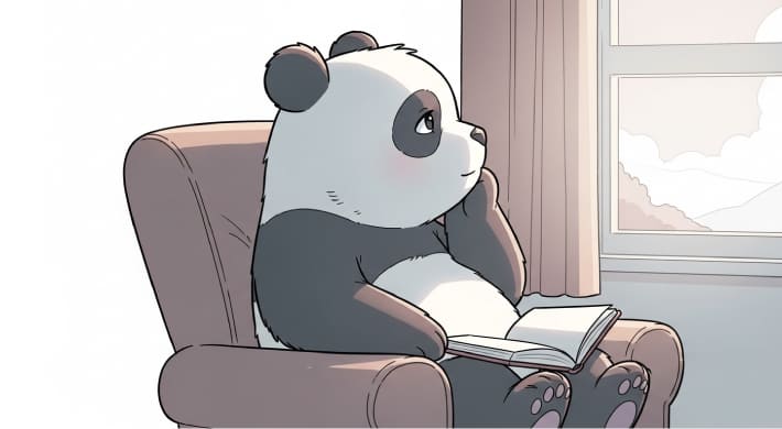 「20-20-20ルール」を実践しているパンダのキャラクター