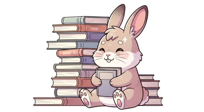 本を読みすぎているウサギのキャラクター