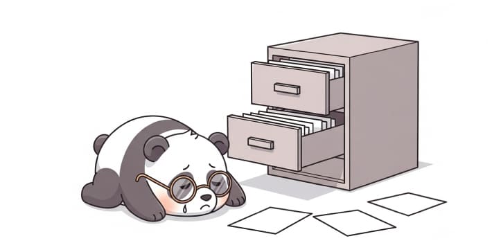 日本語の速読の研究データがなくて落ち込むパンダのイラスト