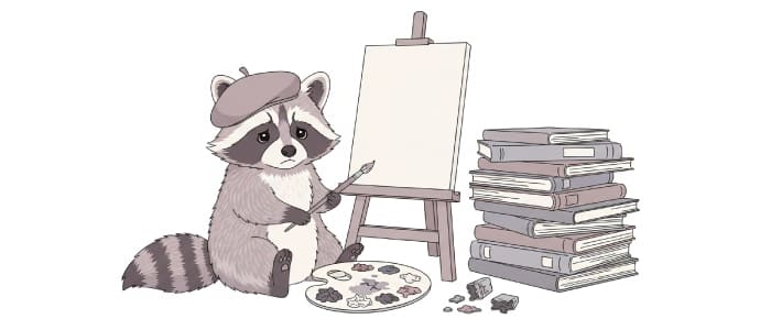 速読のやり方を間違って想像力が無くなって絵を描けないアライグマのイラスト