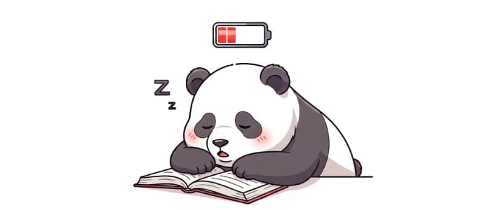 読書を単調な作業だと判断して眠ってしまったパンダのキャラクター