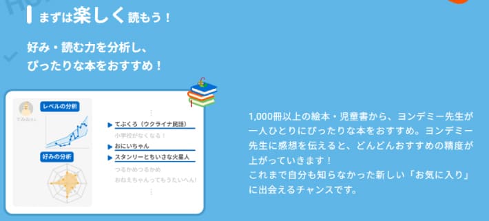 AIが子どもの興味やレベルにぴったりの本を提案してくれる